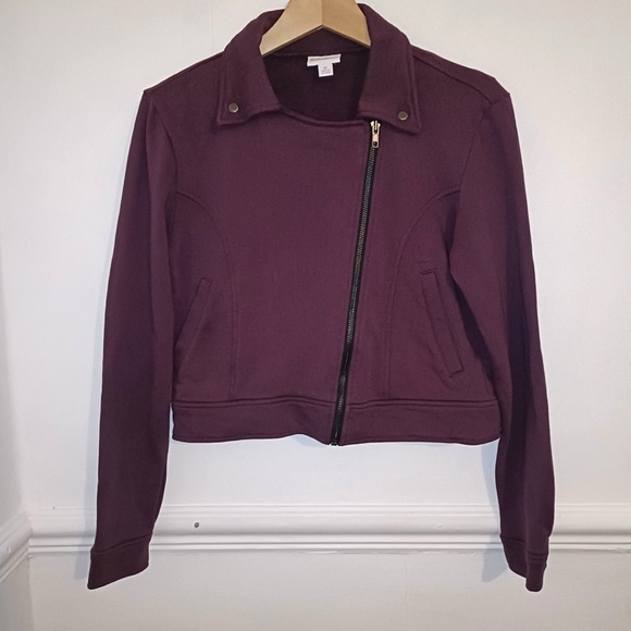 NWT LuLaRoe Presley Moto Maroon Burgundy Plum Jacket Asymmetrical Zipper Size XL - Picture 1 of 9